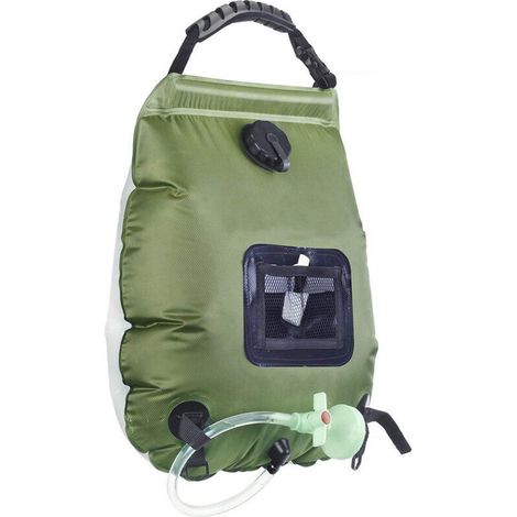 Sac de douche solaire 20 litres, température maximale 45°C – Pour camping, trekking, plage, festival, chauffage solaire passif, robinet réglable, léger et portable (1/3)