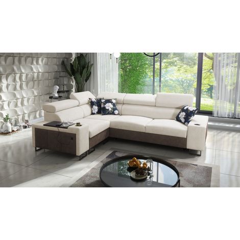 Luxuriöses Ecksofa mit Schlaffunktion MELODY II, für jede Einrichtung Tauro/Freya Braun/Beige Links (1/5)
