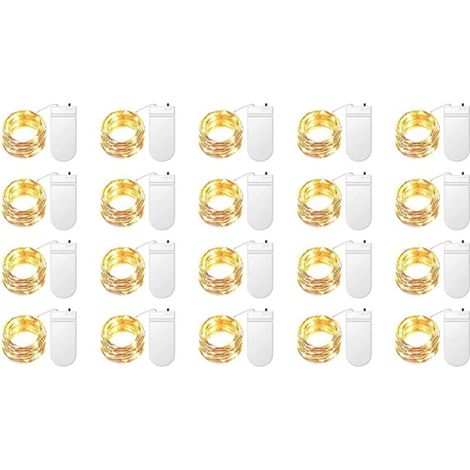 Lot de 20 Guirlandes Lumineuses à Piles 3,3 Pieds LED Mini LumièRes éToiléEs pour Bocaux NoëL, Blanc Chaud