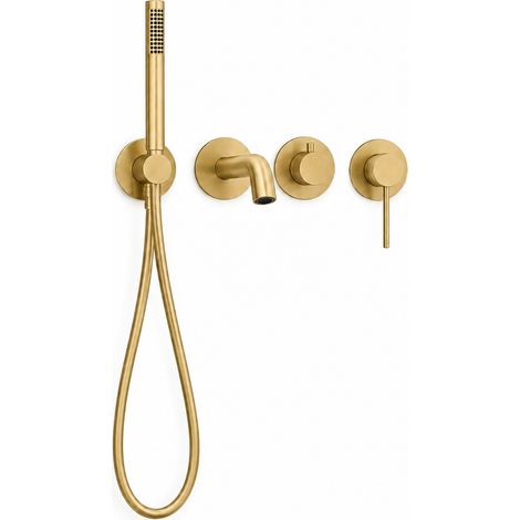 Conjunto de bañera empotrado AquaElegance de latón dorado (1/5)