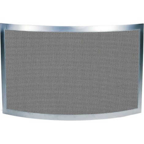 Parascintille camino acciaio inox curvo con rete nera h.48x75 cm.  Made in Italy