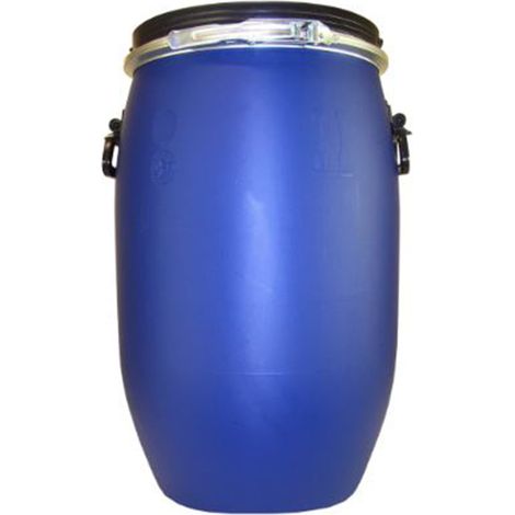 Belli – Fût alimentaire 60 litres bleu avec couvercle – Cerclage métallique – Poignées ergonomiques – Hauteur 66 cm – Diamètre 40 cm