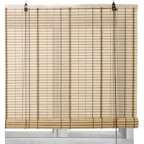 TrAdE Shop Traesio - Veneziana Avvolgibile Bambù 80x160 Cm Tenda Tapparella A Rullo Da Sole Oscurante - (1/5)