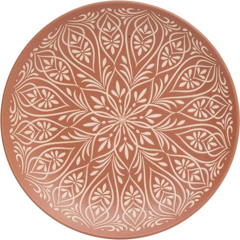 Lot de 6 Assiettes Plates en Céramique "Inès" 27cm Terracotta