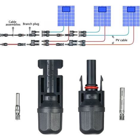Lot de 10 panneaux solaires plats à tête plate, connecteurs MC4, prise mâle de montage, kit fixation photovoltaïque (1/5)