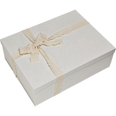 Large Off-White Gift Box, 44 x 33 x 14 cm, Rectangular Gift Box with Lid for Presents, Gift Wrapping Christmas, Wedding, Birthday, Party, Elegant Finish. (1/5)