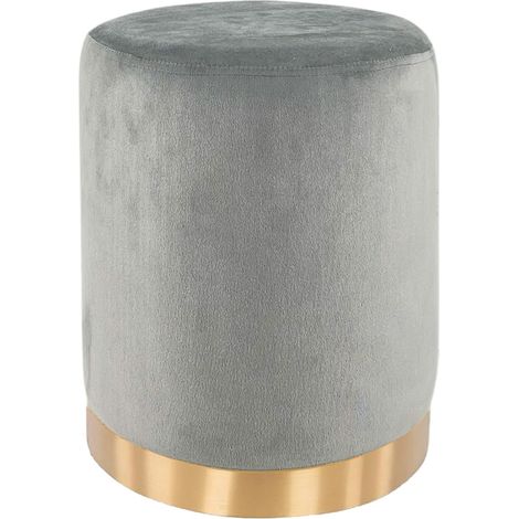 Marvin Pouf In Velluto Poggiapiedi Sgabello Per Casa Soggiorno Letto Camera Salotto Divano Tavolino Rotondo Poltrona Grigio chiaro