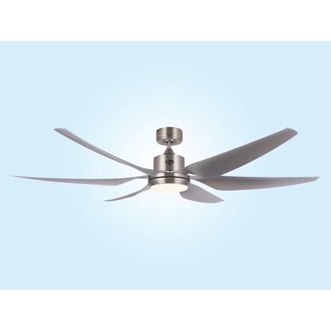Ventilatore da soffitto DC argento con pale da 166 cm e luce per 60m2 KLASSFAN URIKAINE SILVER