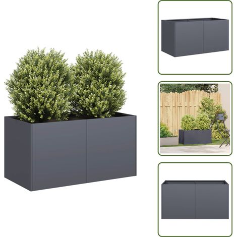 Jardinière anthracite 80x40x40 cm acier laminé à froid - Jardinière - Jardinières - Pot De Fleurs - Support De Jardinière (1/5)