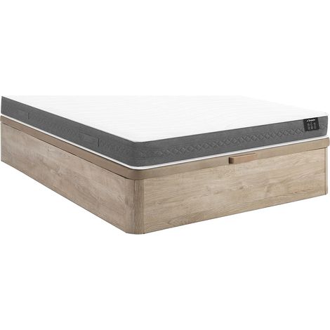 Ensemble 140 x 190 cm sommier coffre naturel clair + matelas ressorts ensachés ép.20cm - ENOROS de YSMÉE