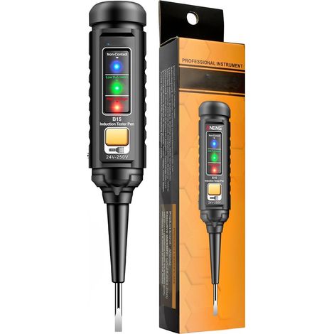 Testeur de tension, testeur de courant 2 en 1 avec tournevis et lampe de poche LED 24-250 V, détecteur de rupture de câble, testeur de continuité  Prise et armoire de commande (1/4)
