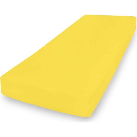 Lenzuolo jersey PREMIUM con gomma 90x200, 100x200x20, giallo chiaro, MATEX (1/5)