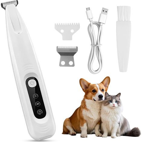Tondeuse de Pattes de Chien avec Lumière LED,Tondeuse à Chien Rechargeable Étanche,Avec lame de rechange,pour Chat Rasoir par USB,Pour réparer les chiens, chats, pieds, oreilles, visages (1/5)