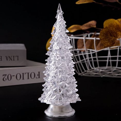 Arbre De Noël En Acrylique - Lumière Led 7 Couleurs Changeantes Automatiquement - Veilleuse À Piles Pour Décoration Intérieure - 1 Pièce (1/5)