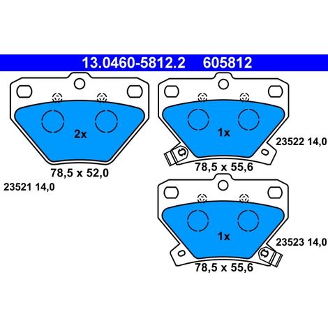 Kit de plaquettes de frein, frein à disque ATE 13.0460-5812.2 TOYOTA 04466-52010
