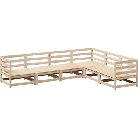 Maison Exclusive - Juego de sofás de jardín 6 piezas madera maciz (1/5)