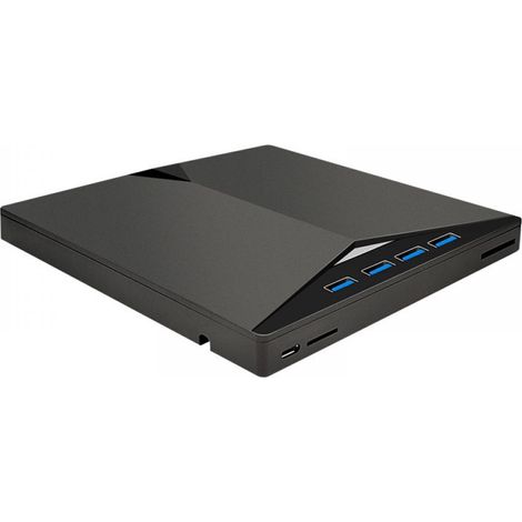 1 lecteur/graveur CD/DVD externe USB 3,0, hub 4 ports, lecteur carte SD/TF, compatible Windows 7 à 11 et Mac (1/5)