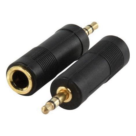 Adaptador audio jack 6.35 mm Hembra  a 3.5 mm macho  Dorado (1/4)
