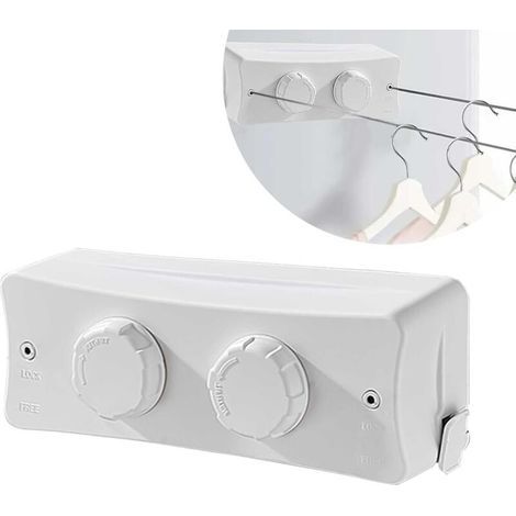 [JAMAIS UTILISÉ] Fil A Linge Retractable Mural, 5,1m Fil A Linge ExtéRieur Retractable Corde à Linge Robuste éTendoir à Linge Fils à Linge en Acier Inoxydable Sechoir (1/4)