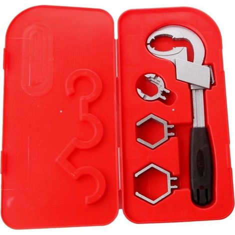 Multifunction Adjustable Double-ended Wrench Universal Adjustable Double-ended Wrench Multifunctional Universal Wrench Clé de Salle de Bain Multifonctionnelle Réglable avec 3 Têtes de Carte (1/5)