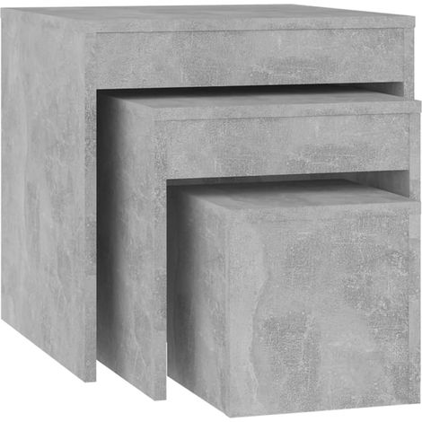 Lot de 3 tables d'appoint gigognes bout de canapé en aggloméré gris DEC032724