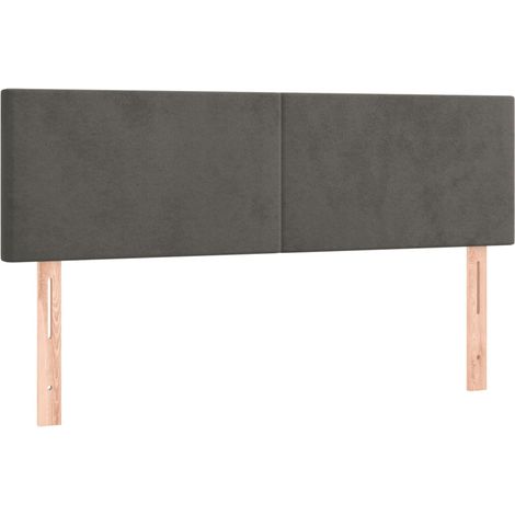 Cabecero accesorio para dormir mueble de dormitorio 2 piezas 72 x 5 x 78/88 cm tela de terciopelo gris oscuro TDL0206365