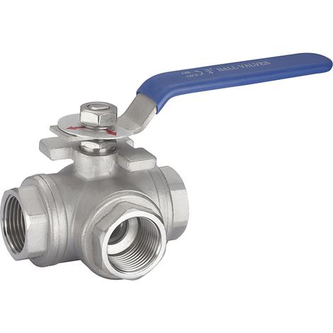 Vanne à bille 3 voies en acier inoxydable SUS304, filetage femelle 1" DN25 (1/5)