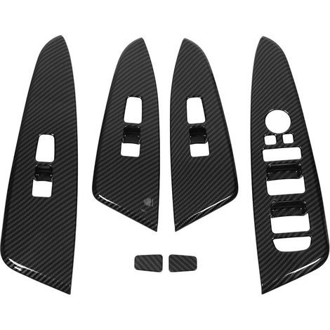 6 pièces couvercle de panneau de commande de fenêtre de porte en Fiber de carbone Style bouton de levage en verre décoration autocollant de remplacement pour KIA Sportage HEV NQ5 (1/4)