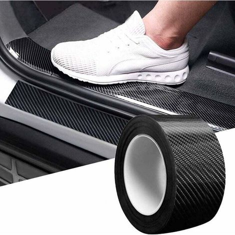 Autocollant Décoratif Fibre de Carbone pour Voiture, Protecteur Seuil Porte Anti-Coup Pied Pare-Chocs, Couverture Plaque Protection - (1/4)
