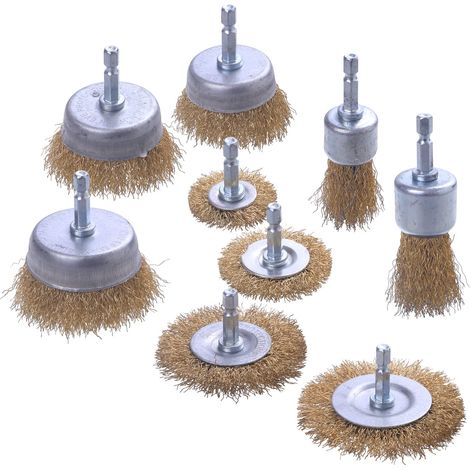 9pcs Brosse Perceuse Ensemble pour le Nettoyage, L'élimination de la Rouille, le Polissage et la Peinture Décapante