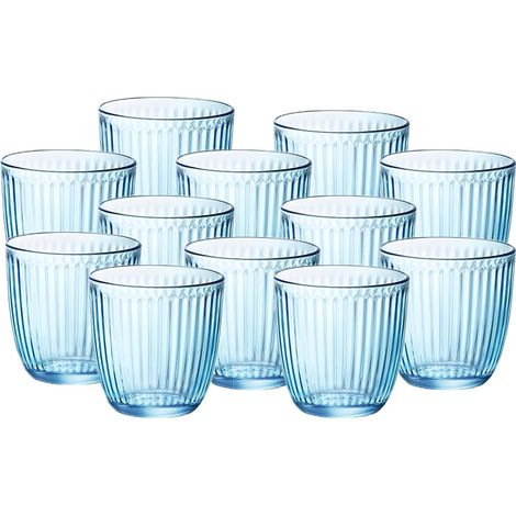 12 Bicchieri azzurri Eleganti in Vetro 26 cl per Ogni Tavola e Occasione in casa o bar hotel ristorante  per Stile Raffinatezza