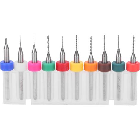 Foret micro hélicoïdal 10 pièces, carbure tungstène, perceuse manuelle pour circuit imprimé, forets 0,1-1mm, outil de perçage précis (1/5)