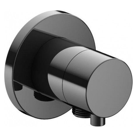 Raccord Keuco IXMO 59541, robinet d'arrêt avec raccord de tuyau encastré, rosette ronde, poignée IXMO Comfort, Coloris: Chrome noir poli - 59541121101