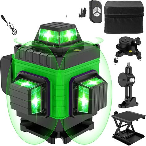 Niveau Laser, Faisceau Vert, Nivellement Automatique, 12 lignes vertes (1/2)