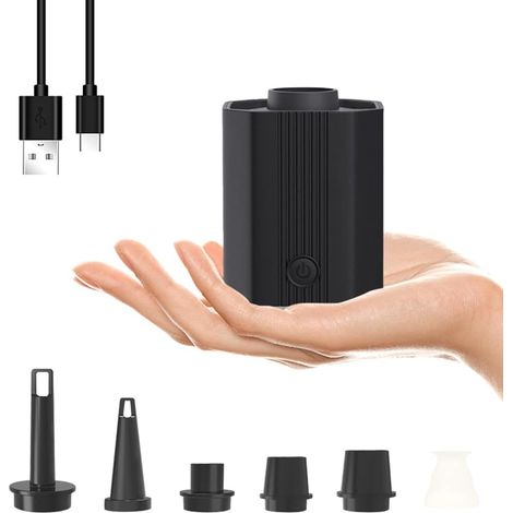 Bomba de aire para exteriores, inflador eléctrico portátil para exteriores, ABS, color negro, para colchoneta de acampada (1/5)