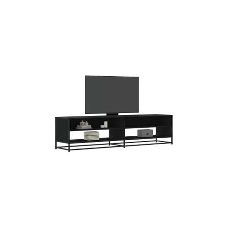 Meuble TV noir 180,5x40x46 bois d'ingénierie (1/5)