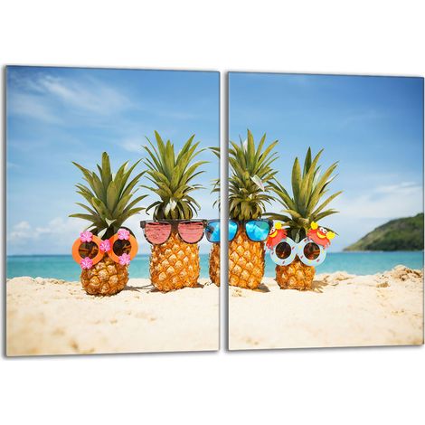 Glas-Herdplattenschutz 2x40x52 Ananas (1/5)