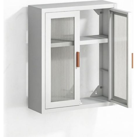 Mobile bagno a parete alto con 2 ante e ripiano interno regolabile (1/3)