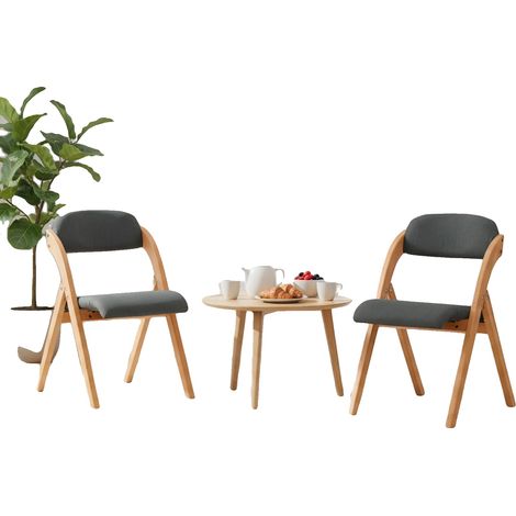 Chaise pliante, gain de place, assise confortable, GRIS FONCÉ (1/2)