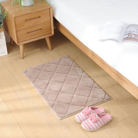 Tapis de bain ultra doux en microfibre à poils longs, extra absorbant et antidérapant, lavable en machine, pour baignoire, douche et entrée. (1/4)