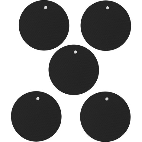 Lot de 5 dessous de plat ronds en silicone, multifonctionnels, résistants à la chaleur et antidérapants, pour plats chauds et fondues, noirs. (1/5)