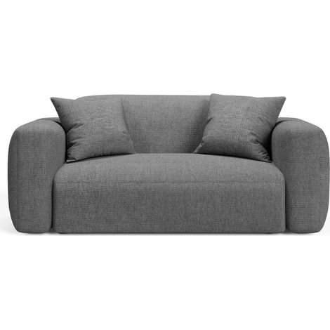 Canapé modulable 2 places en tissu structurel gris (1/4)