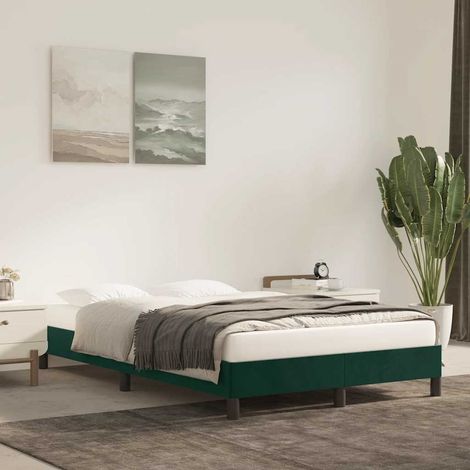 Lit simple pour adulte - Cadre de lit Vert foncé 120x200 cm Velours BV382327 - BonneVie (1/5)