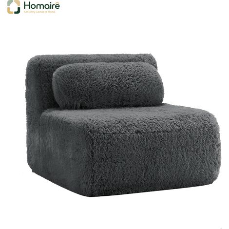 Canapé modulable en peluche gris avec accoudoirs 87 x 104 x 73 cm HOMAIRE (1/5)