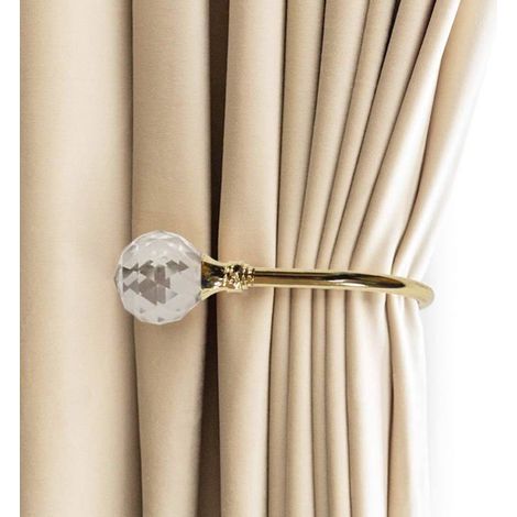 BelleRise - Embrasses à Rideaux Crochets Murals U Métal Curtain Tiebacks, Rideau Metallique 2 Pack (Petit, Or) (1/5)