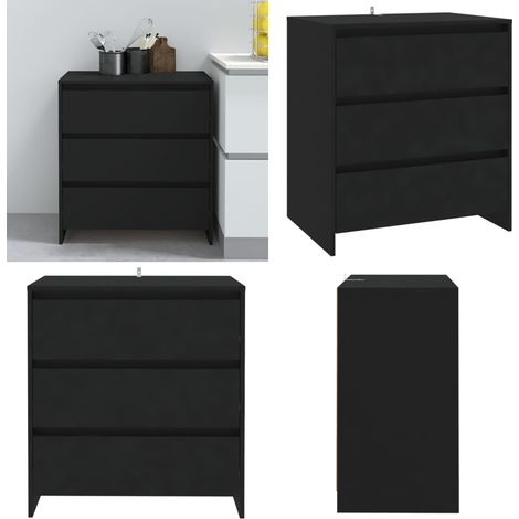 Sideboard Schwarz 70x41x75 cm Holzwerkstoff - Schreibtisch - Wohnzimmermöbel - Sideboard Schwarz - Regal - Aufbewahrung - Home & Living (1/5)