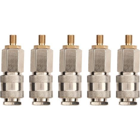 5pcs Adaptateur de Compresseur D'air de Gonfleur de Pneu, Adaptateur de Valve Presta à Schrader 3 en 1 Accessoires de Pompe à Air pour Pompe ou Compresseur D'air. (1/4)
