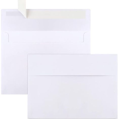 Weiße Briefumschläge 13x18 cm (Größe 133x184 mm) 50 Stück Mit praktischem Streifenverschluss (Abziehen & Verschließen) Stabiles Papier für Karten (1/5)
