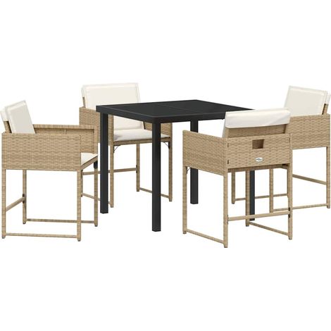 Ensemble de salle à manger pour jardin 5 pcs,Salon de jardin Beige Poly rotin CFW92905 (1/5)