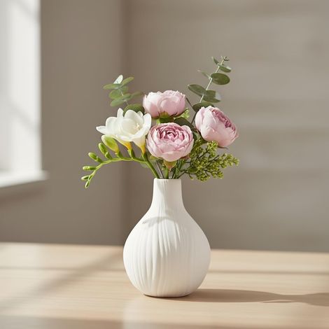 Vase en Céramique, Vases à Fleurs Bohème Esthétique, Petit Vases de Table Rond pour Décoration de Maison, Salon, Chambre à Coucher, Bureau (1/5)